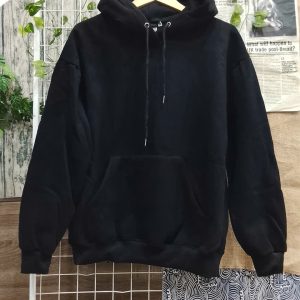Plain Black Unisex Hoodie – Size L